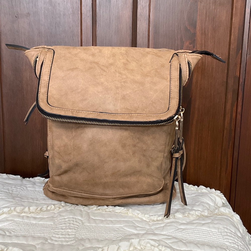 Tan Faux Leather Backpack